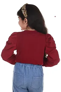 KIROTO Stylish  Fancy Puff Full Sleeve Tops for Girls Kids Maroon-thumb1