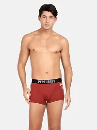 Pepe Jeans Men's Cotton Regular Printed Trunks (Pack of 1) (OPT07-01_Maroon 105 CM)-thumb4