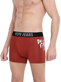 Pepe Jeans Men's Cotton Regular Printed Trunks (Pack of 1) (OPT07-01_Maroon 105 CM)-thumb1