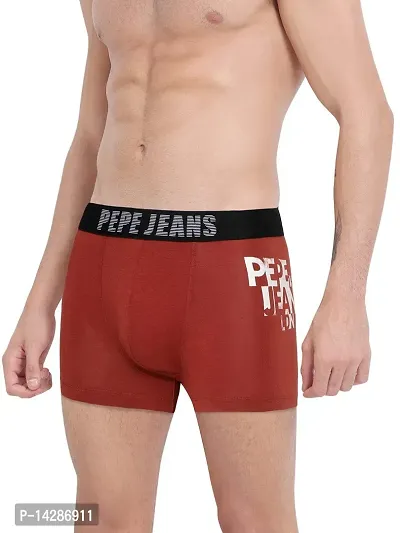 Pepe Jeans Men's Cotton Regular Printed Trunks (Pack of 1) (OPT07-01_Maroon 105 CM)-thumb2