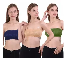 Fancy Multicoloured Net Solid Bras For Women Pack Of 3-thumb1