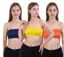 Fancy Multicoloured Net Solid Bras For Women Pack Of 3-thumb1