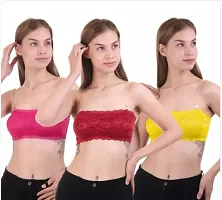 Fancy Multicoloured Net Solid Bras For Women Pack Of 3-thumb1