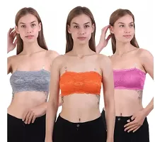 Fancy Multicoloured Net Solid Bras For Women Pack Of 3-thumb1