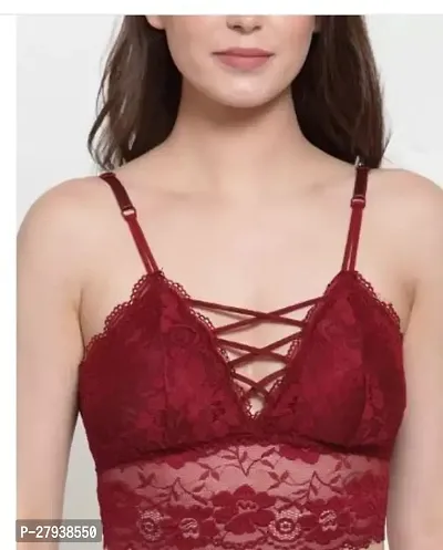 Fancy Maroon Net Solid Bras For Women-thumb0