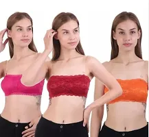 Fancy Multicoloured Net Solid Bras For Women Pack Of 3-thumb1