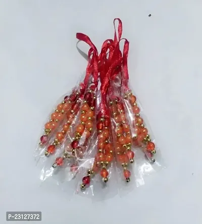 Orange  Red Mala Garland For God Idols /Moti Mala For Lord(Set of 12,2 Inch Each)-thumb2