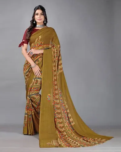 Elegant Chiffon Saree with Blouse piece For Women