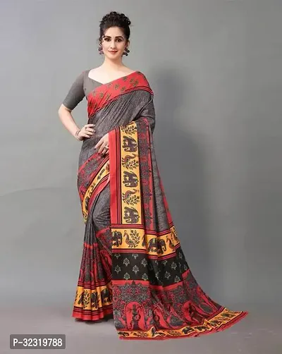 Elegant Maroon Crepe Saree with Blouse piece For Women-thumb0