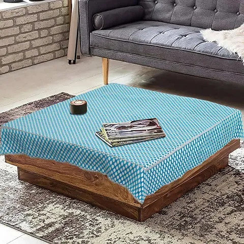 Furnishing Hut Luxurious Attractive Dot Design Chenille Velvet 4 Seater Center Table Cover -54x54 inch (Aqua)