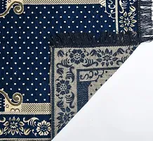 Furnishing Hut Velvet Handcrafted Muslim Islamic Prayer Mat/Janamaz Mat, Chenille Look, Soft, Foldable (Pack Of 1 Blue )-thumb2