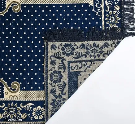 Furnishing Hut Velvet Handcrafted Muslim Islamic Prayer Mat/Janamaz Mat, Chenille Look, Soft, Foldable (Pack Of 1 Blue )-thumb3