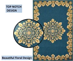 Furnishing Hut Luxurious Attractive Floral Self Design Cotton 4 Seater Center Table Cover Aqua Flower-thumb2