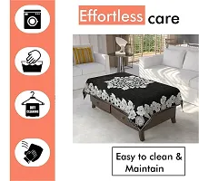 Furnishing Hut Luxurious Attractive Floral Self Design Cotton 4 Seater Center Table Cover Black Flower-thumb1