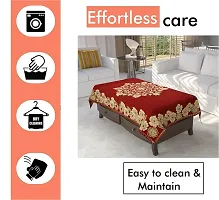 Furnishing Hut Luxurious Attractive Floral Self Design Cotton 4 Seater Center Table Cover Maroon Flower-thumb1