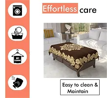 Furnishing Hut Luxurious Attractive Floral Self Design Cotton 4 Seater Center Table Cover Brown Flower-thumb1