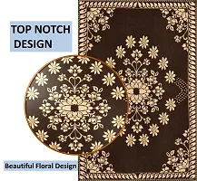 Furnishing Hut Luxurious Attractive Floral Self Design Cotton 4 Seater Center Table Cover Brown Star-thumb2