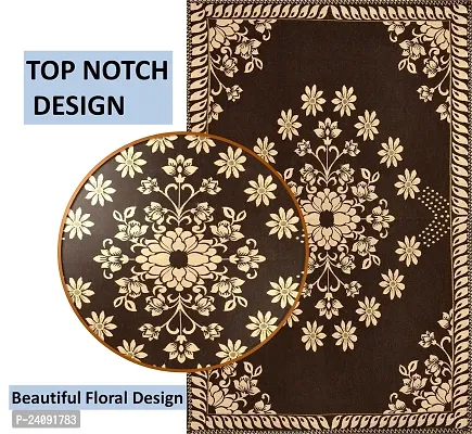 Furnishing Hut Luxurious Attractive Floral Self Design Cotton 4 Seater Center Table Cover Brown Star-thumb3