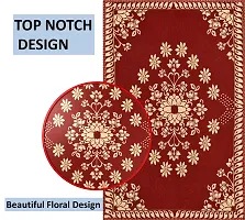 Furnishing Hut Luxurious Attractive Floral Self Design Cotton 4 Seater Center Table Cover Maroon Star-thumb2