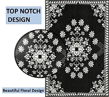 Furnishing Hut Luxurious Attractive Floral Self Design Cotton 4 Seater Center Table Cover Black Star-thumb2