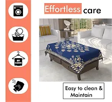 Furnishing Hut Luxurious Attractive Floral Self Design Cotton 4 Seater Center Table Cover Blue Star-thumb1