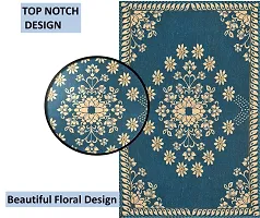 Furnishing Hut Luxurious Attractive Floral Self Design Cotton 4 Seater Center Table Cover Aqua Star-thumb2