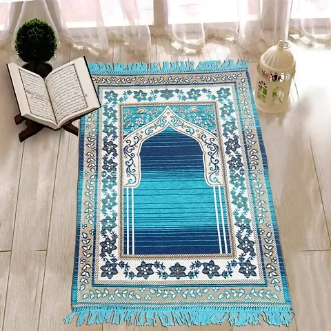 Furnishing Hut Velvet Handcrafted Muslim Islamic Prayer Mat/Janamaz Mat, Chenille Look, Soft, Foldable (Pack Of 1 )