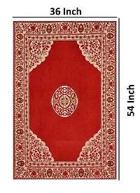 FURNISHING HUT Luxurious Attractive Floral Design Chenille Velvet 4 Seater Center Table Cover Red,36x54 inch-thumb2