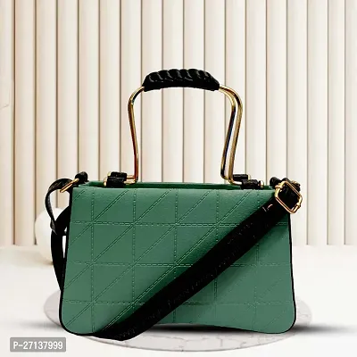 Stylish Green PU Self Pattern Sling Bags For Women