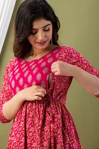 Stylish Pink Cotton Stitched Kurta For Women-thumb1