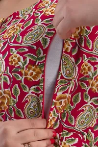 Stylish Red Cotton Stitched Kurta For Women-thumb1