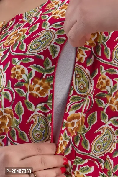 Stylish Red Cotton Stitched Kurta For Women-thumb2