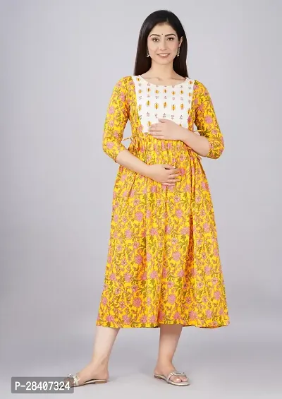 Stylish Yellow Cotton Stitched Kurta For Women