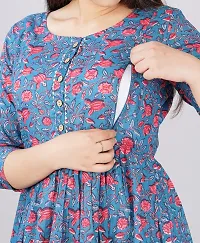 Stylish Blue Cotton Stitched Kurta For Women-thumb1