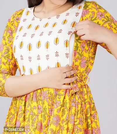 Stylish Yellow Cotton Stitched Kurta For Women-thumb2