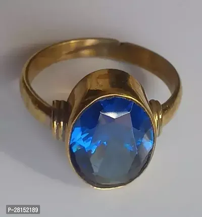 Alluring Golden Brass Alexandrite Artificial Stone Rings For Men