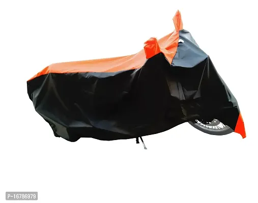 CRONEX? Semi-Waterproof Polyester Quality Two-Wheeler Bike Body Cover for Bajaj Pulsar 200 NS DTS-i (Orange Stripe)