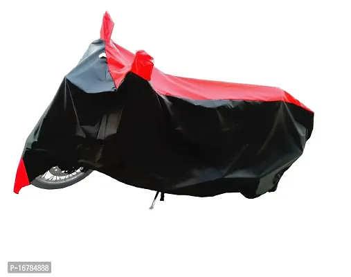 CRONEX? Semi-Waterproof Polyester Quality Two-Wheeler Bike Body Cover for Bajaj Pulsar 200 NS DTS-i (Red Stripe)-thumb0