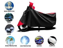 CRONEX? Semi-Waterproof Polyester Quality Two-Wheeler Bike Body Cover for Bajaj Pulsar 200 NS DTS-i (Red Stripe)-thumb1