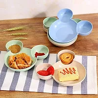 Unbreakable Plastic Mickey Shaped Kids Snack Serving Sectioned Plates Pack of 4-thumb1