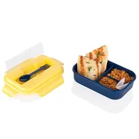 LUNCH BOX 3 COMPARTMENT PLASTIC LINER LUNCH CONTAINER, PORTABLE TABLEWARE SET FOR OFFICE , SCHOOL  HOME USE-thumb1