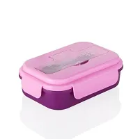 LUNCH BOX 3 COMPARTMENT PLASTIC LINER LUNCH CONTAINER, PORTABLE TABLEWARE SET FOR OFFICE , SCHOOL  HOME USE-thumb3