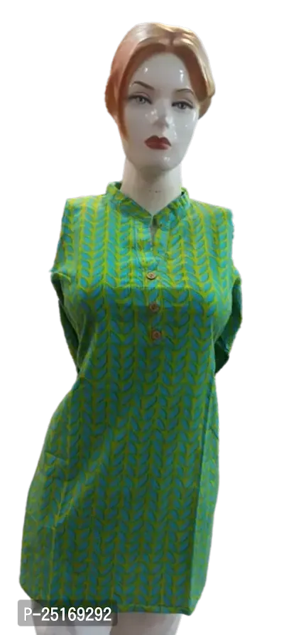 Short Kurti Multicoloured Printed Cotton Short Kurta For Women-thumb0