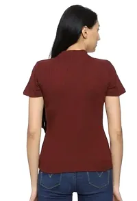 Elegant Maroon Cotton Blend Printed Top For Women-thumb1