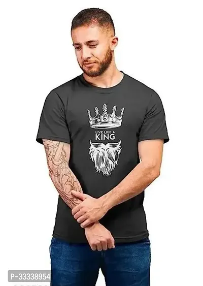 Elegant Cotton Blend Printed Round Neck Tees For Men