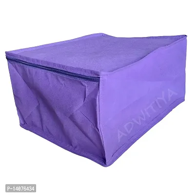 ADWITIYA - Set of 2 - Plain Large Nonwoven Saree/Salwar Suit/Shirt/Jeans/Cloth/Garment Storage Organizer Cover Case - Purple-thumb5