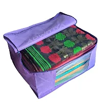 ADWITIYA - Set of 2 - Plain Large Nonwoven Saree/Salwar Suit/Shirt/Jeans/Cloth/Garment Storage Organizer Cover Case - Purple-thumb3