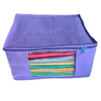 ADWITIYA - Set of 2 - Plain Large Nonwoven Saree/Salwar Suit/Shirt/Jeans/Cloth/Garment Storage Organizer Cover Case - Purple-thumb2