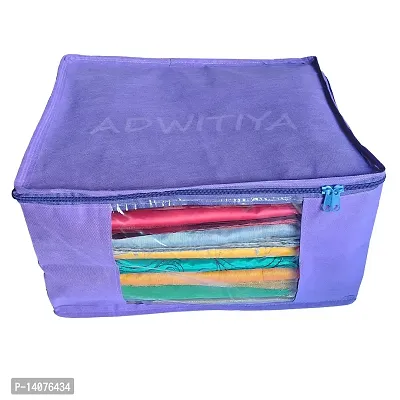 ADWITIYA - Set of 2 - Plain Large Nonwoven Saree/Salwar Suit/Shirt/Jeans/Cloth/Garment Storage Organizer Cover Case - Purple-thumb3