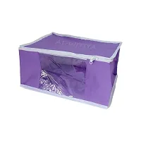 ADWITIYA - Set of 2 Pcs White Border Large Nonwoven Saree Cover - Purple-thumb1
